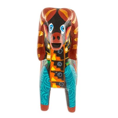 Alternate image for Copal Wood Alebrije Sheep Figurine Hand-Painted in Turquoise Glorious Sheep
