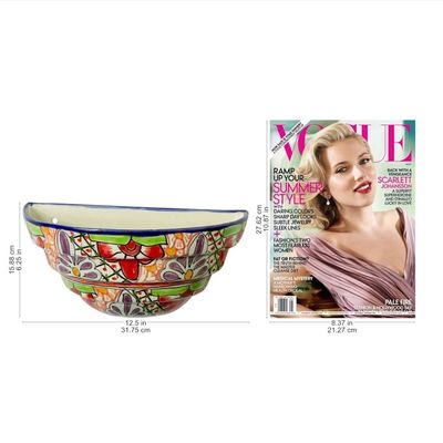 Alternate image for Half Round Talavera Style Ceramic Wall Planter Colorful Garden