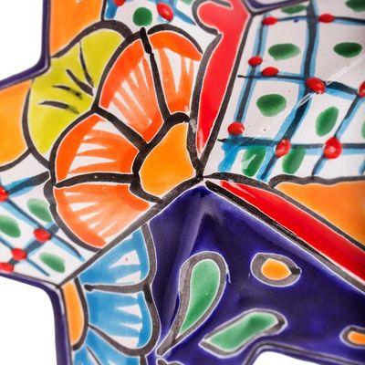 Alternate image for Hand-Painted Talavera-Style Ceramic Star Wall Sculpture Talavera Star