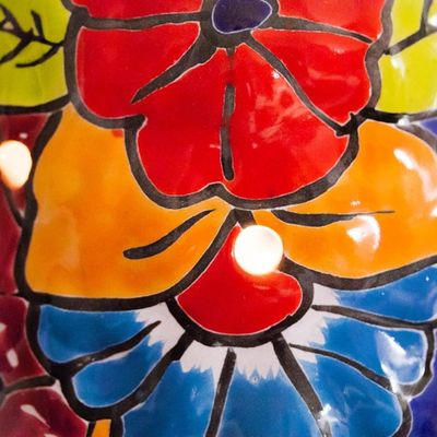Alternate image for Christmas Tree Talavera Ceramic Lantern from Mexico Christmas Glow