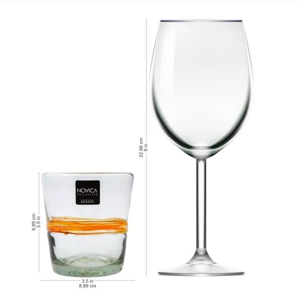 Alternate image for Set of 6 Eco-Friendly Handblown Rock Glasses in Golden Hues Ribbon of Sunshine