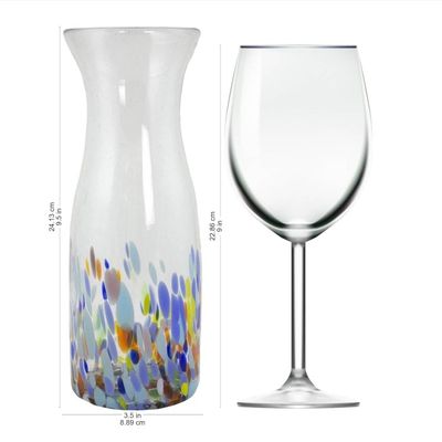 Alternate image for Artisan Crafted Colorful Mexican Hand Blown Carafe 28 oz Confetti Festival