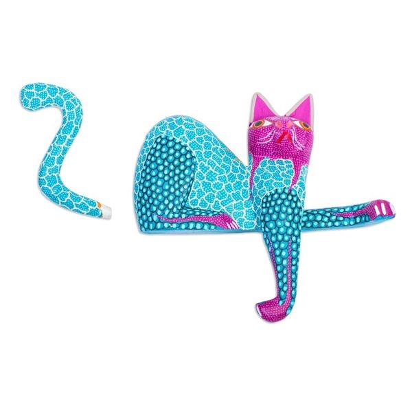 Alternate image for Copal Wood Oaxaca Alebrije Cat in Multiple Bright Colors My Domain