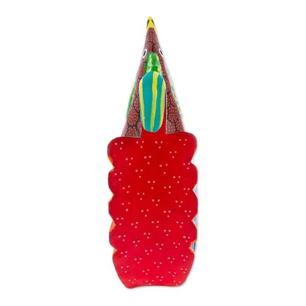 Alternate image for Hand-Carved Hand Painted Wood Rooster Alebrije Figurine Striking Rooster