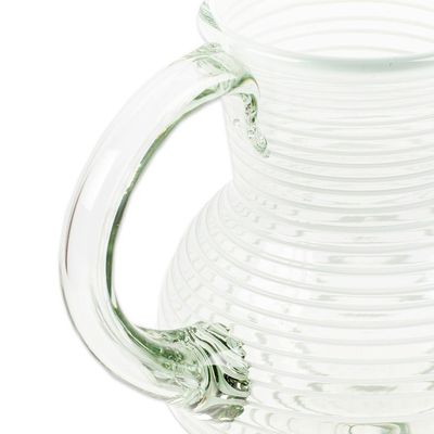 Alternate image for Eco-Friendly Handblown Recycled Glass Pitcher from Mexico White Spirals