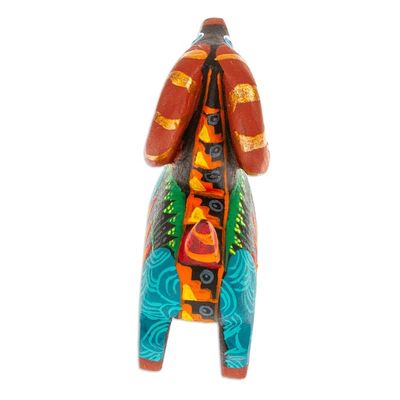 Alternate image for Copal Wood Alebrije Sheep Figurine Hand-Painted in Turquoise Glorious Sheep