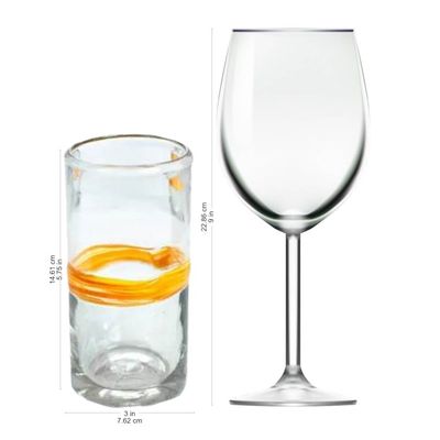 Alternate image for Set of 6 Blown Recycled Glass Tumblers OrangeYellow Stripe Ribbon of Sunshine