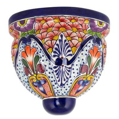 Alternate image for Artisan Crafted Talavera-Inspired Ceramic Wall Planter Radiant Flowers