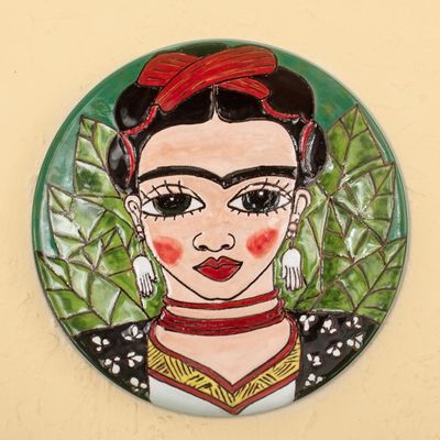 Alternate image for Handcrafted Frida Kahlo Colorful Ceramic Decorative Plate Fantastic Frida