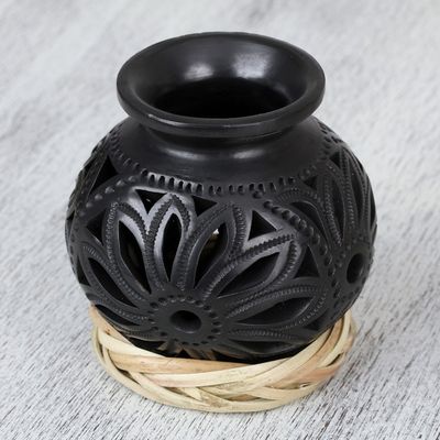 Alternate image for Openwork Floral Ceramic Decorative Vase from Mexico Dark Petals
