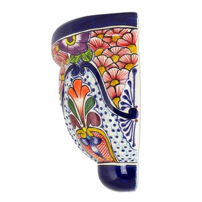 Alternate image for Artisan Crafted Talavera-Inspired Ceramic Wall Planter Radiant Flowers