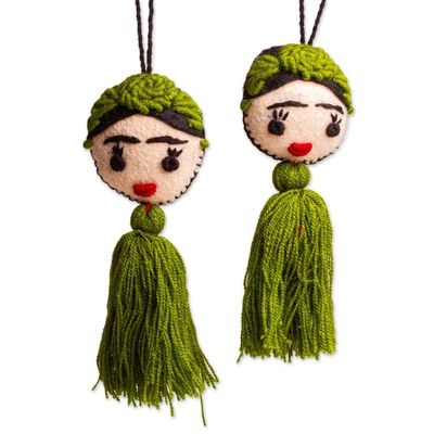 Alternate image for Frida-Themed Holiday Ornament Pair Frida in Green
