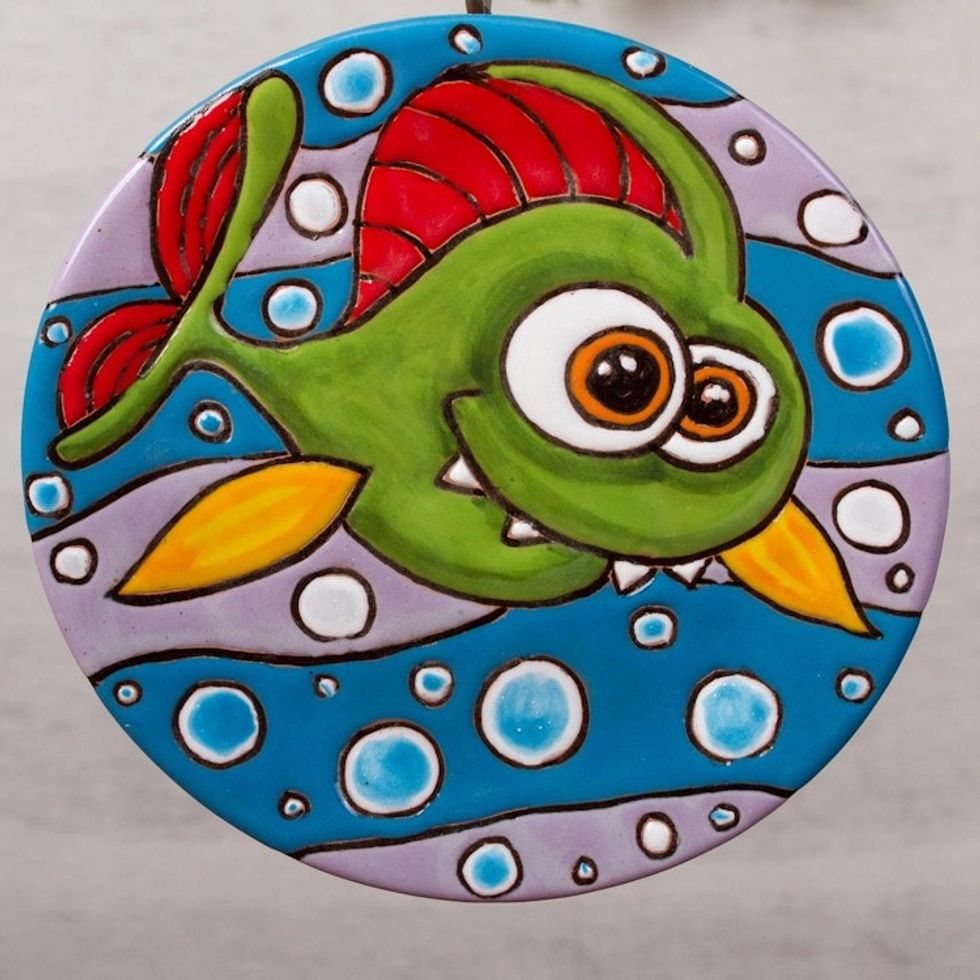 Goofy Fish Ceramic Wall Art from Mexico 'Goofy Fish'