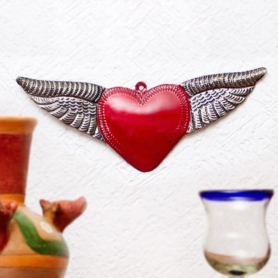 Alternate image for Handcrafted Oaxacan Tin Wall Accent Heart Takes Flight