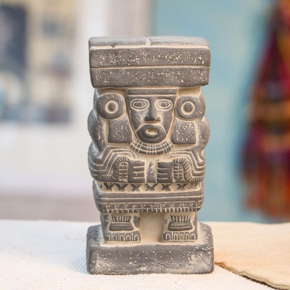 Collectible Aztec Ceramic Statuette Museum Replica 'Goddess Chalchiuhtlicue'