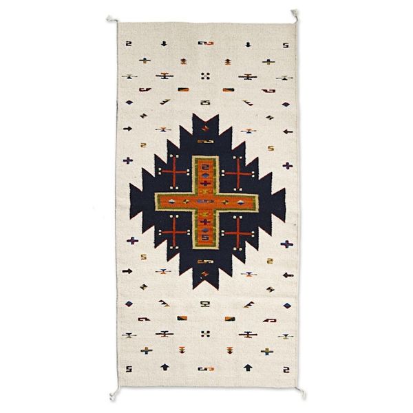 Alternate image for Geometric Patterned 100 Wool Area Rug in Earth Tones 3x5 Serene Landscape