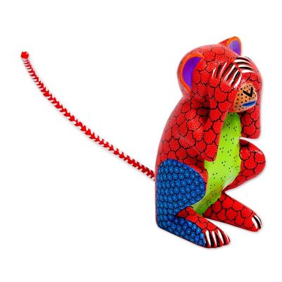 Alternate image for Wood Monkey Alebrije Figure Hiding His Eyes From Oaxaca Monkey in Chaos