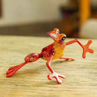 Alternate image for Wood Alebrije Tree Frog Sculpture from Mexico Lithe Tree Frog