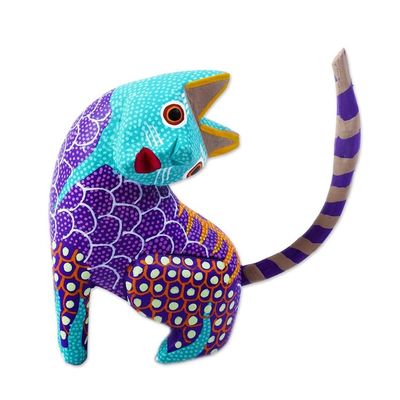 Alternate image for Small Wood Alebrije Figurine Crazy Cat