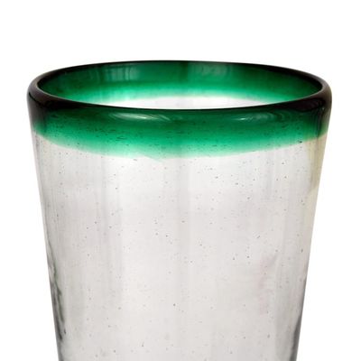 Alternate image for Handblown Glass Clear and Green Water Glasses Set of 6 Conical