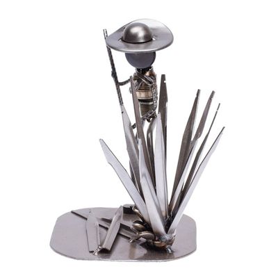 Alternate image for Eco-Friendly Polished Upcycled Metal Sculpture of Harvester Agave Harvester