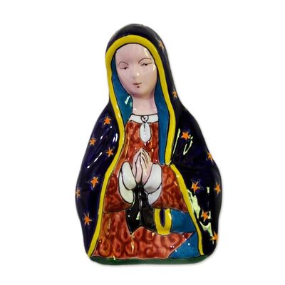 Alternate image for Hand-Painted Talavera-Style Ceramic Mary Wall Sculpture Praying Mary