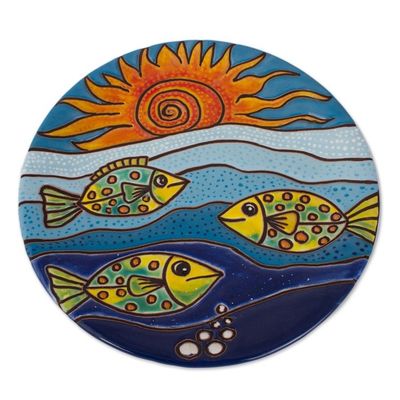 Alternate image for Fish-Themed Ceramic Wall Art Crafted in Mexico Fish Under the Sun