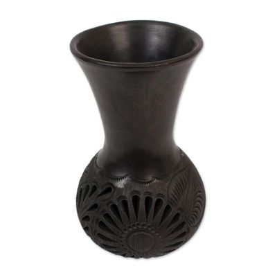 Alternate image for Floral Barro Negro Ceramic Decorative Vase Barro Negro Rays