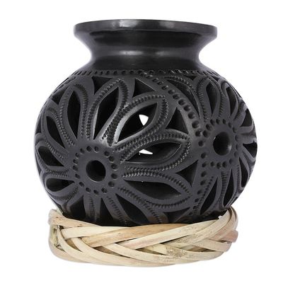 Alternate image for Openwork Floral Ceramic Decorative Vase from Mexico Dark Petals