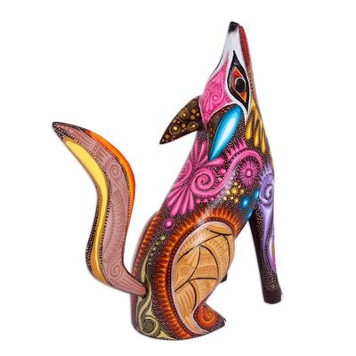 Alternate image for Colorful Copal Wood Alebrije Coyote Figurine from Mexico Mystical Coyote