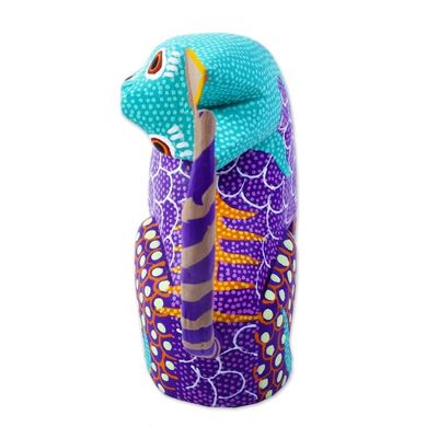 Alternate image for Small Wood Alebrije Figurine Crazy Cat