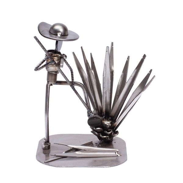 Alternate image for Eco-Friendly Polished Upcycled Metal Sculpture of Harvester Agave Harvester