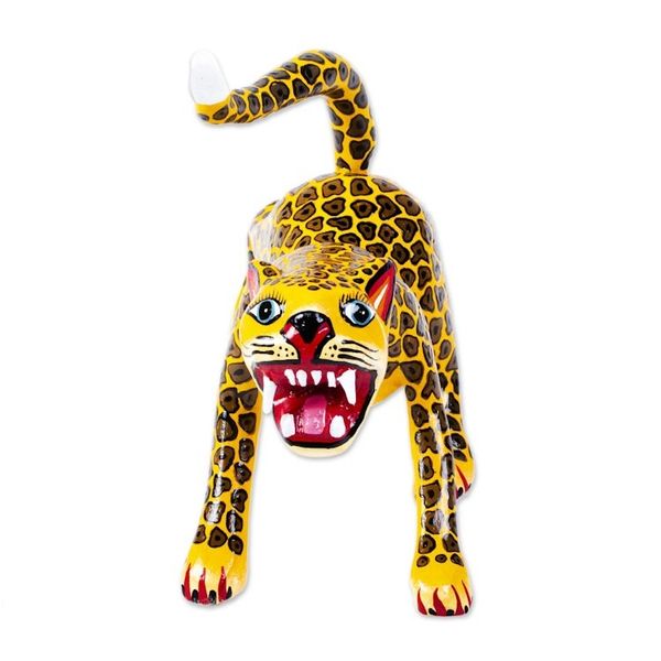 Alternate image for Handmade Wooden Alebrije Statuette Fierce Jaguar