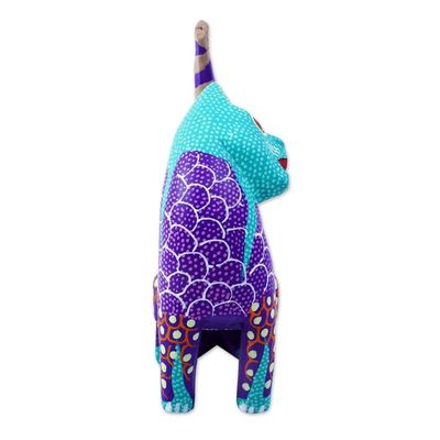 Alternate image for Small Wood Alebrije Figurine Crazy Cat