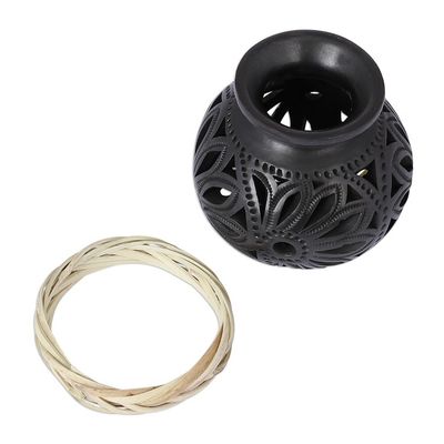 Alternate image for Openwork Floral Ceramic Decorative Vase from Mexico Dark Petals