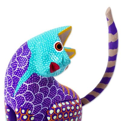 Alternate image for Small Wood Alebrije Figurine Crazy Cat