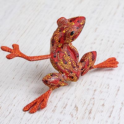 Alternate image for Wood Alebrije Tree Frog Sculpture from Mexico Lithe Tree Frog