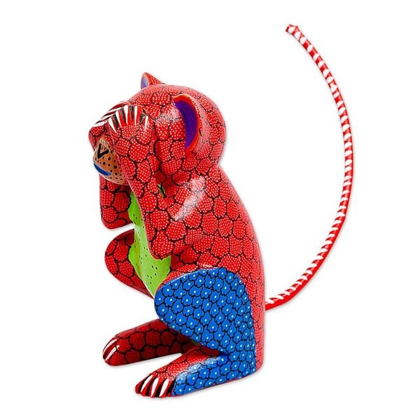 Alternate image for Wood Monkey Alebrije Figure Hiding His Eyes From Oaxaca Monkey in Chaos