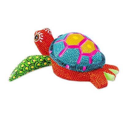 Alternate image for Artisan Crafted Small Alebrije Sculpture Orange Turtle