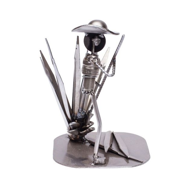 Alternate image for Eco-Friendly Polished Upcycled Metal Sculpture of Harvester Agave Harvester