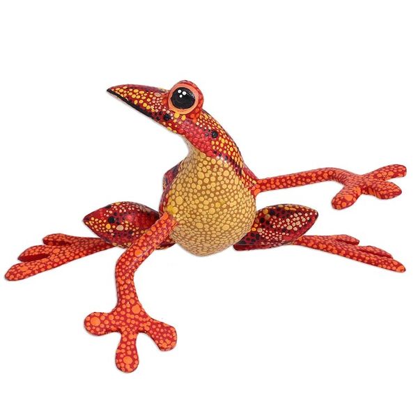 Alternate image for Wood Alebrije Tree Frog Sculpture from Mexico Lithe Tree Frog