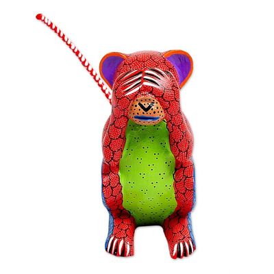 Alternate image for Wood Monkey Alebrije Figure Hiding His Eyes From Oaxaca Monkey in Chaos
