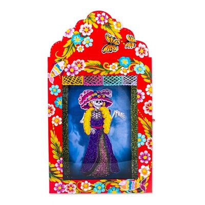 Alternate image for Hand Painted Metal Catrina Wall Art Resplendent Catrina