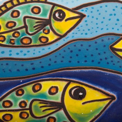 Alternate image for Fish-Themed Ceramic Wall Art Crafted in Mexico Fish Under the Sun