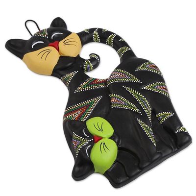 Alternate image for Hand-Painted Ceramic Cat Wall Art from Mexico Cat Friends