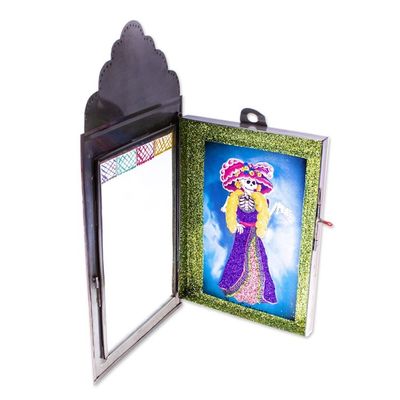 Alternate image for Hand Painted Metal Catrina Wall Art Resplendent Catrina