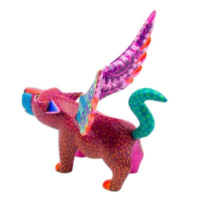 Alternate image for Hand-Painted Folk Art Alebrije Sculpture Winged Jaguar