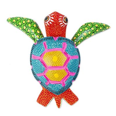 Alternate image for Artisan Crafted Small Alebrije Sculpture Orange Turtle