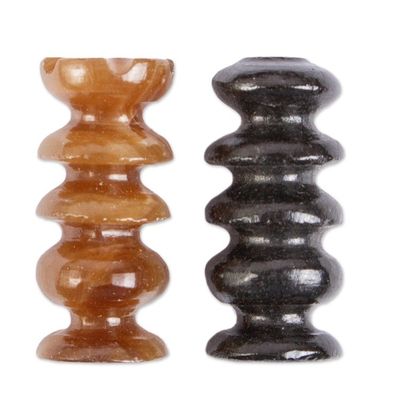 Alternate image for Onyx and Marble Mini Chess Set Handcrafted in Mexico Coffee and Mocha