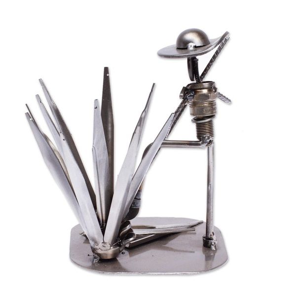 Alternate image for Eco-Friendly Polished Upcycled Metal Sculpture of Harvester Agave Harvester